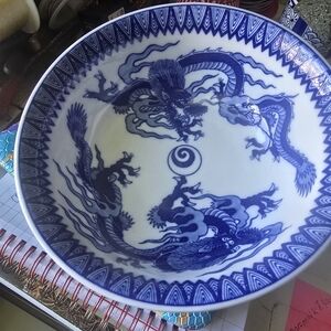 Japanese Weekend Blue and White Dragon Bowl
